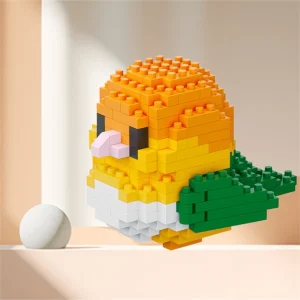 1pc Cute Bird Shaped Building Blocks, Stress Reliever, Handmade Craft, Birthday Gift, Parrot, Orange Room Decoration Orange