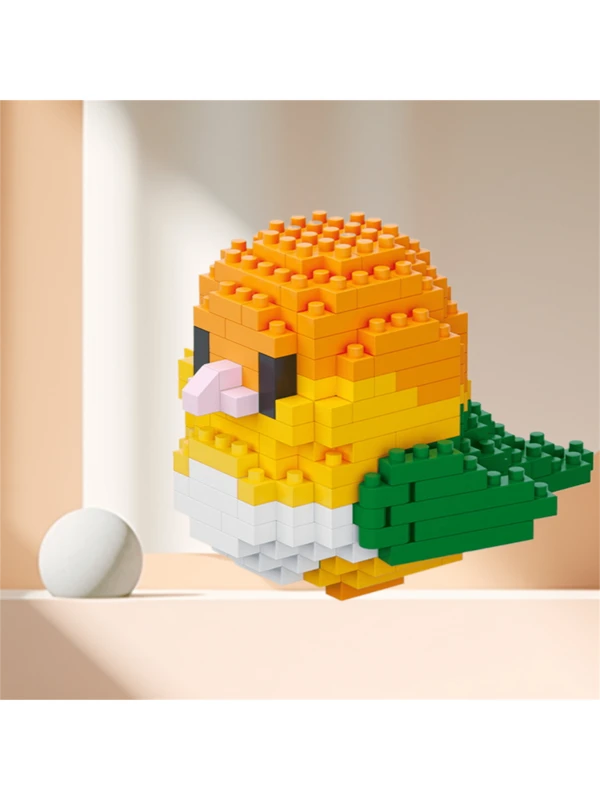 1pc Cute Bird Shaped Building Blocks, Stress Reliever, Handmade Craft, Birthday Gift, Parrot, Orange Room Decoration Orange