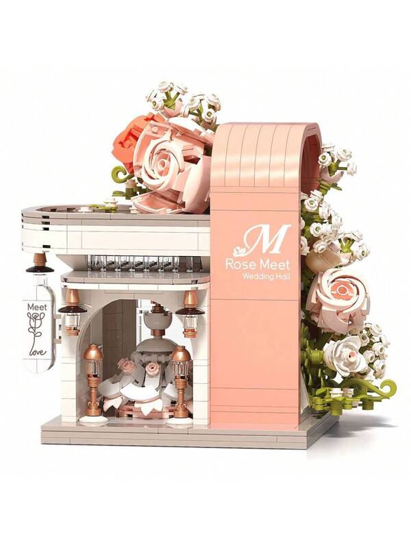 Flower House Building Set, Mini Brick Street View Building Block Toy Set Gift For Girl MY056.4