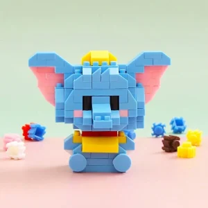 1 Pc Mini Cute Blue Little Elephant Animal Doll Office Room Desktop Ornament Model Decoration Gift Building Block Toys Room Decoration Blue