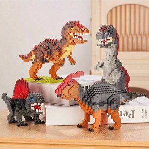 1pc Dinosaur Series Building Blocks Assembly Ornament, Jurassic Animal Handmade Building Blocks, DIY Birthday Gift Figurine Ornament, Halloween-Christmas Desk Ornament Set Multicolor