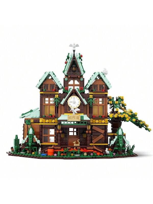 Time House Building Set With LED Light, Mini Brick Building Kit Creative Architecture Building Block Sets Gift For Adults,1652pcs 1652pcs